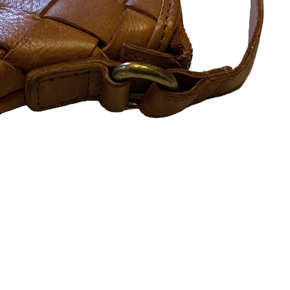 Vilenca Holland Woven Leather Cognac Brown Shoulder Purse Crossbody Bag - Picture 7 of 11